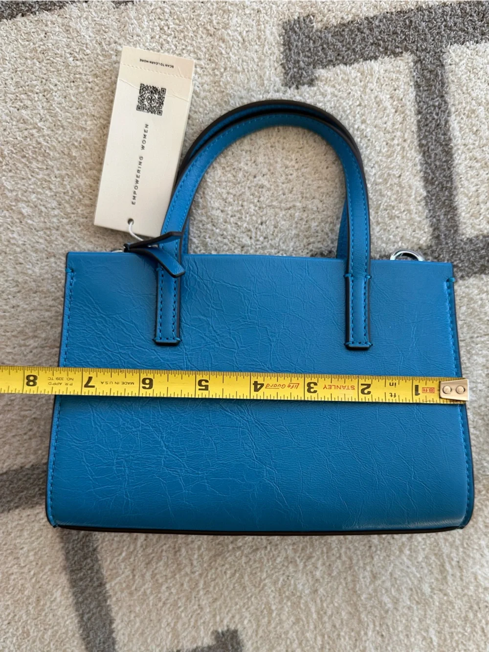 Tory Burch Bright Blue Leather Satchel with Gold Logo
